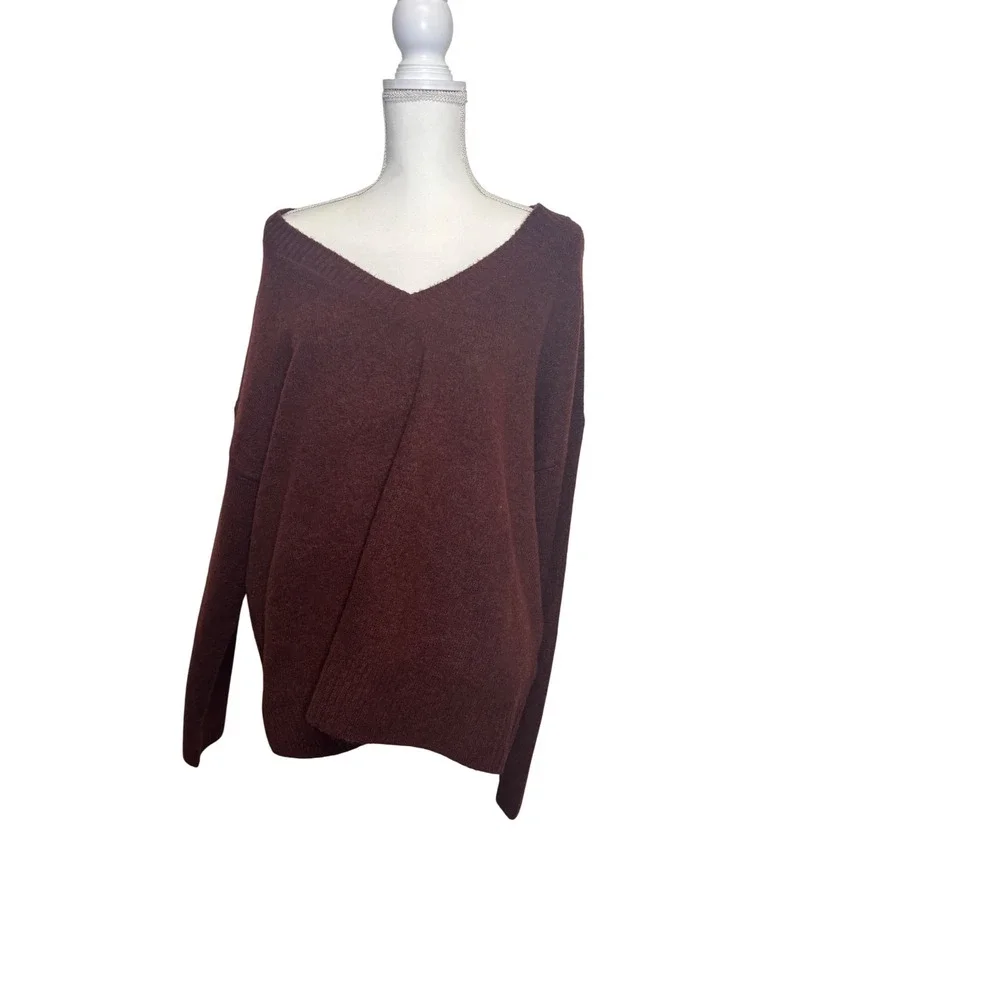 Lucky Brand Women's Maroon V-Neck Sweater Size XL